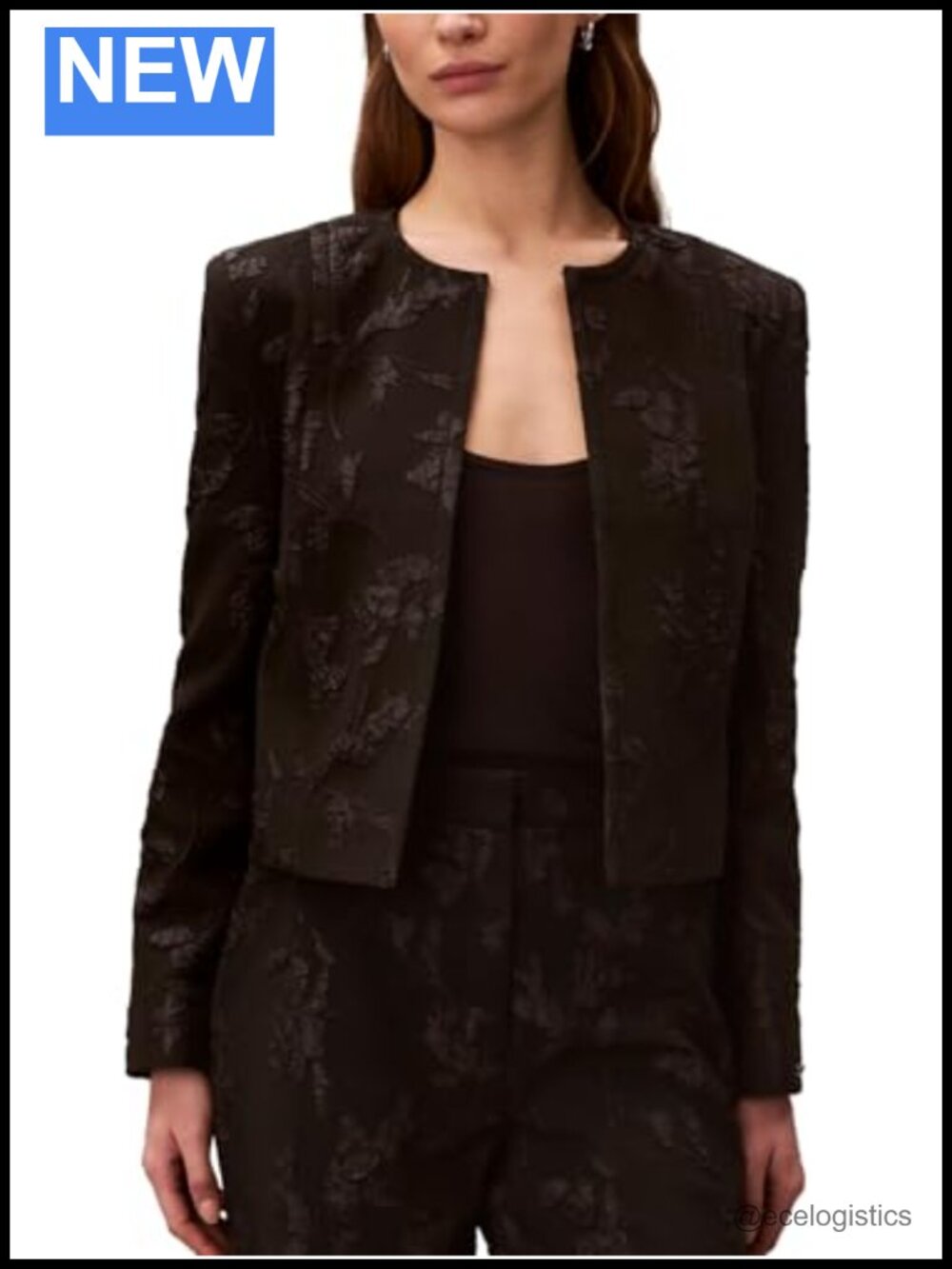 Calvin Klein Cropped Floral Cloque Jacket